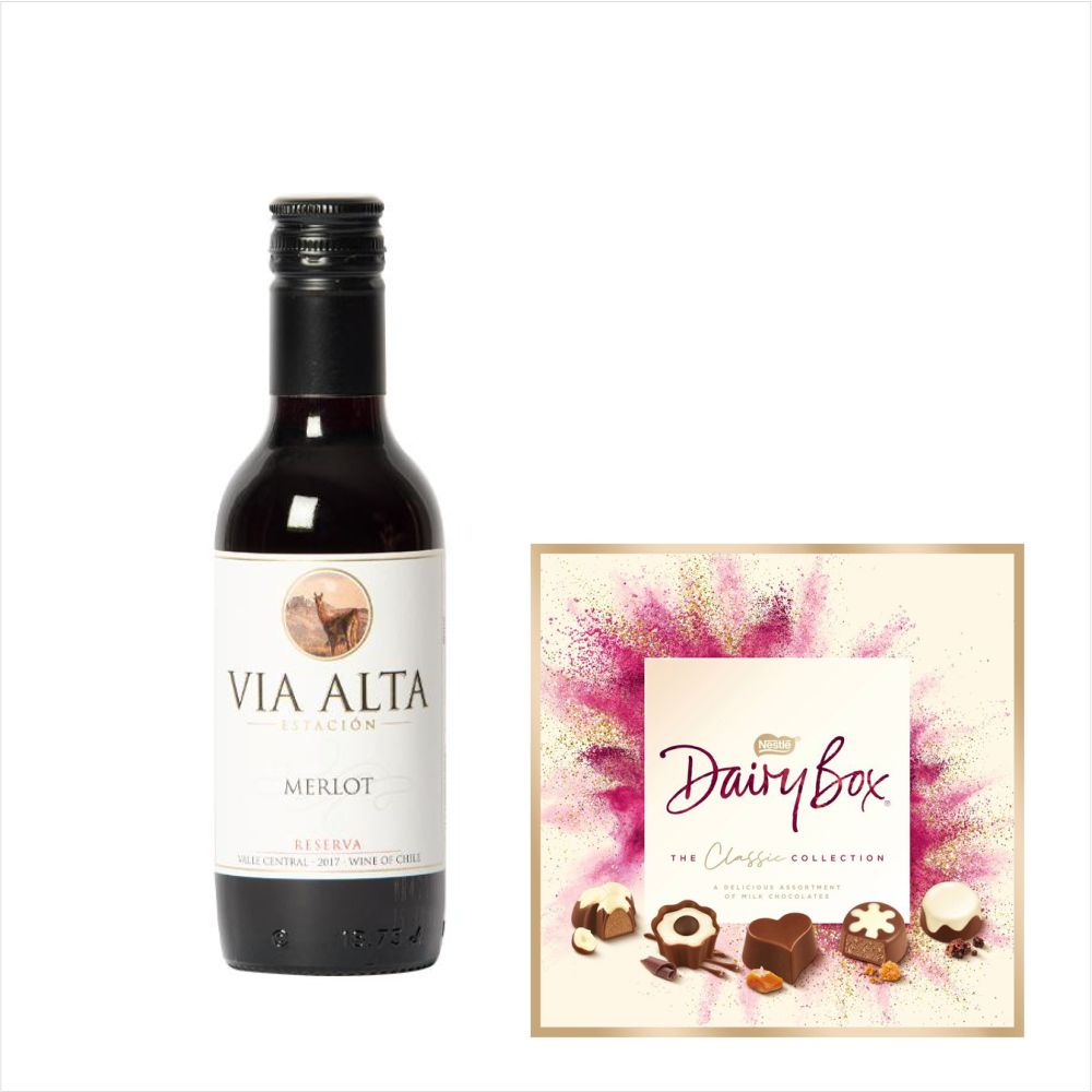 Via Alta Merlot Great stuff & Dairy Box Chocolates