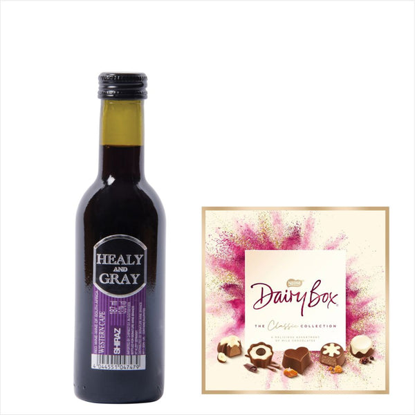 Healy & Gray Shiraz 18.7cl & Dairy Box Chocolates