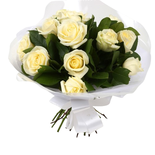 12 White Roses Bouquet