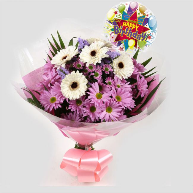 Birthday Balloon & Santini Flowers