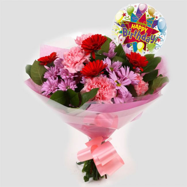 Birthday Balloon & Mystique Flowers