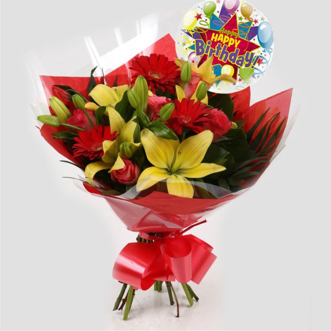 Birthday Balloon & Emporium Bouquet Flowers