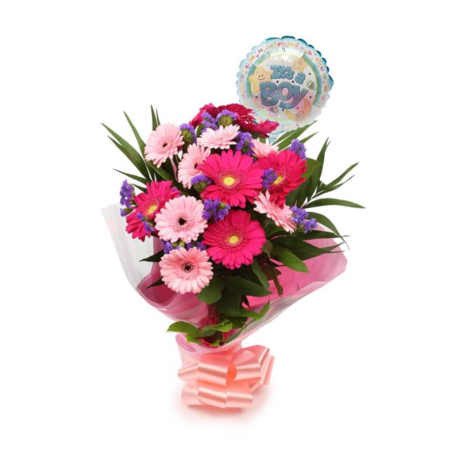 Its Balloon & Gerbera Blush Flowers