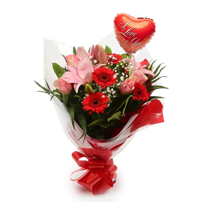 Love You Balloon & Pink Deluxe Bouquet