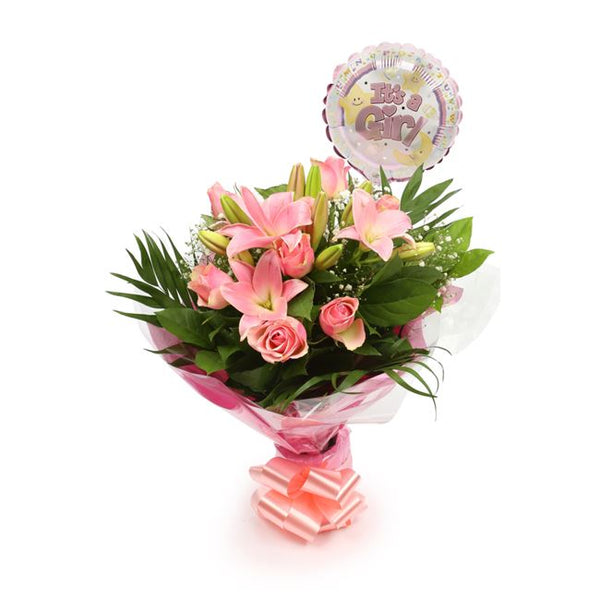 Its Girl Balloon & Pink Jewel Bouquet