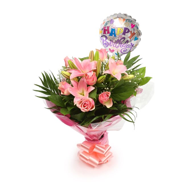 Birthday Balloon & Jewel Flowers