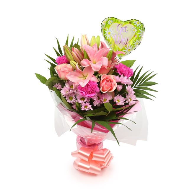 Get Well Balloon & Candy Flowers