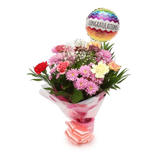 Congratulations Balloon & Confetti Flowers