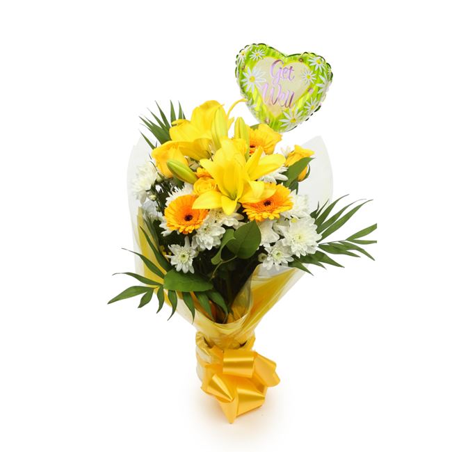 Get Well Balloon & Lovely Lemon Flowers
