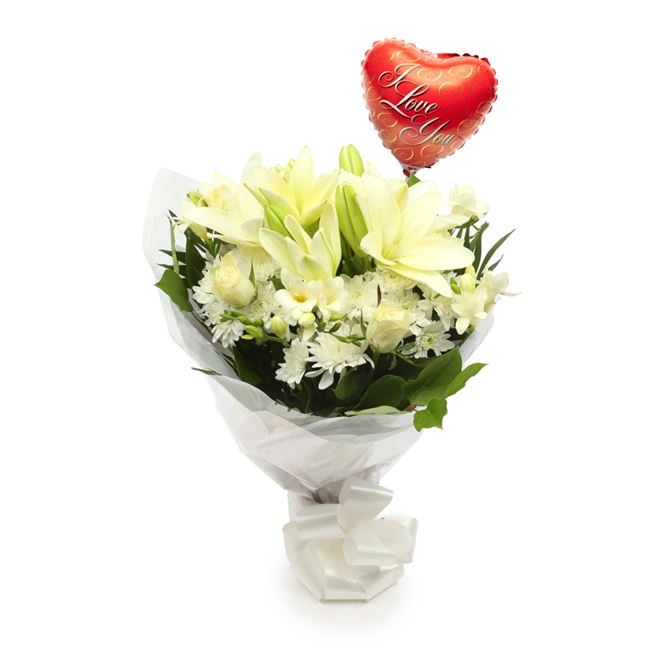 Love You Balloon & Elegance Bouquet
