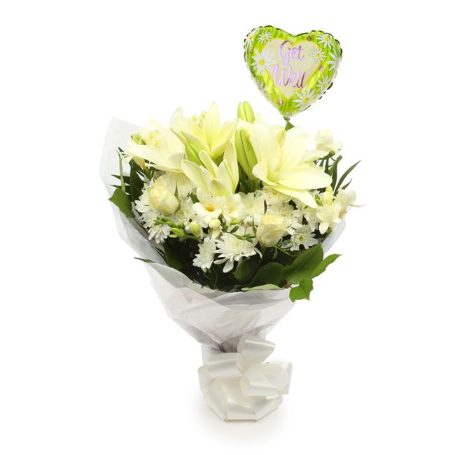 Get Well Balloon & Elegance Flowers