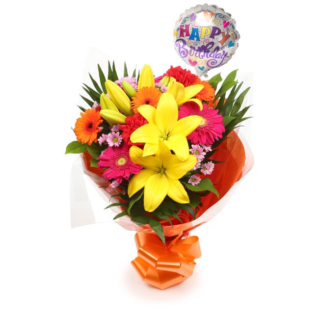 Birthday Balloon & Summer Sun Flowers